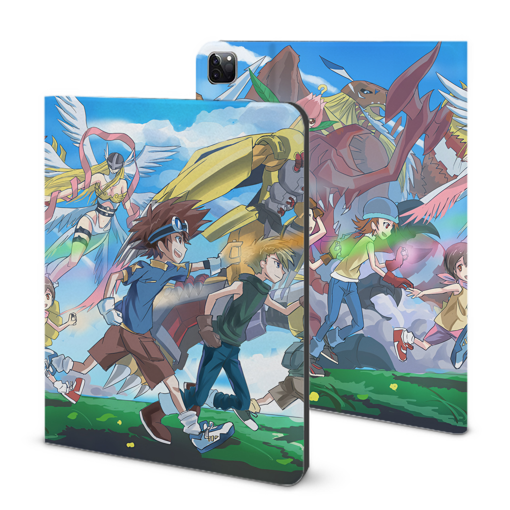 （画像用） Digimon デジタルモンスター/デジモン IPad ケース ブック型 PUレザー TPU 耐衝撃 軽量 薄型 ペン収納なし 全面保護 IPad 各モデル対応